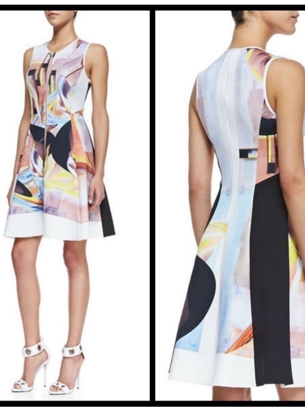 Clover Canyon Painted Metal Scuba Fit & Flare Dress